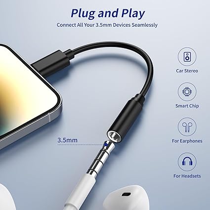 2 Pack Apple MFi Certified Headphone Jack Adapter